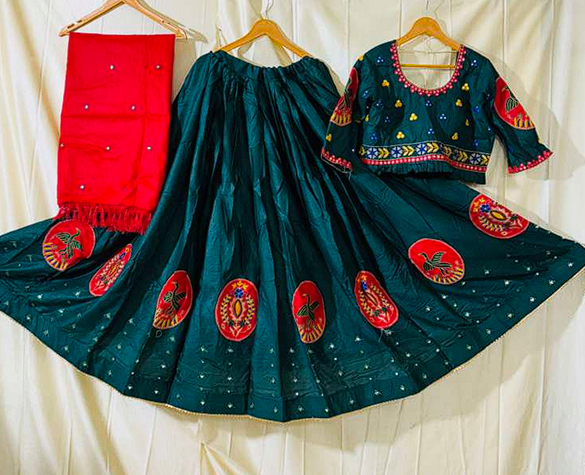 Stunning White Navratri Chaniya Choli with Bold Black Mandala Print