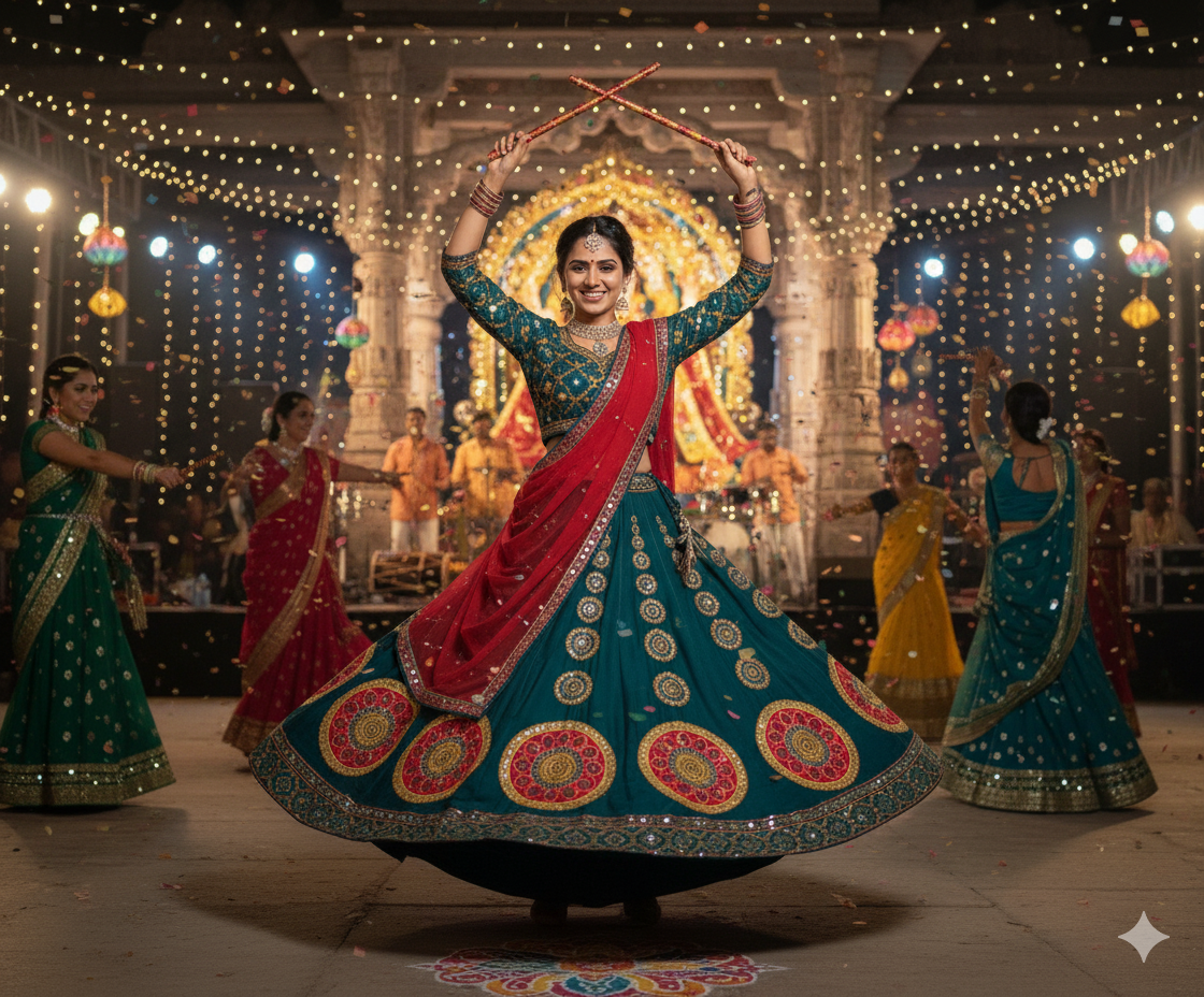 Stunning White Navratri Chaniya Choli with Bold Black Mandala Print