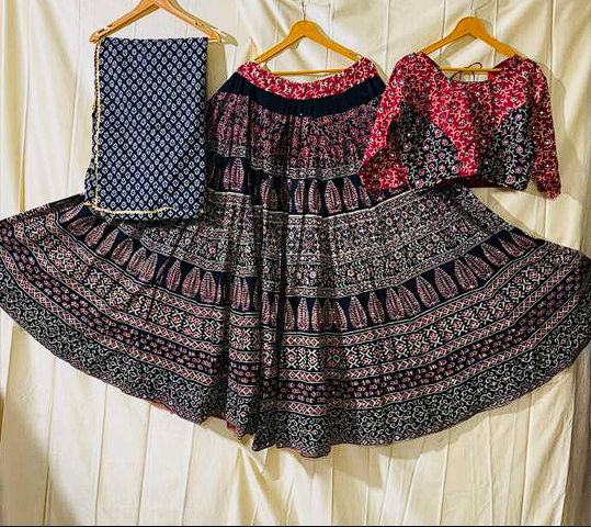 Regal Black & Red Navratri Chaniya Choli with Intricate Traditional Embroidery