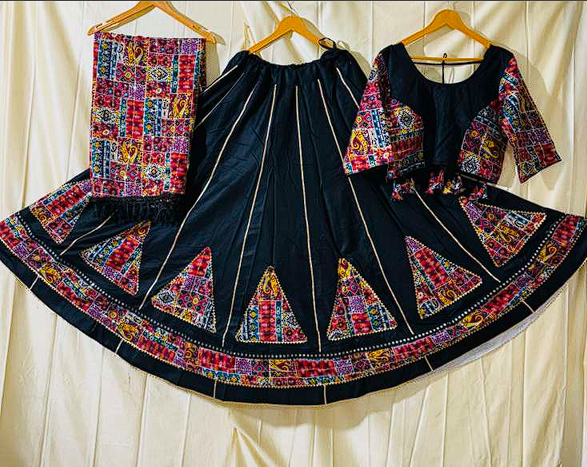 Royal Navy Blue Navratri Chaniya Choli with Traditional Gujarati Embroidery